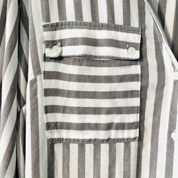 Jones New York XL grey & white stripe long tunic pockets side vents beachy - Picture 3 of 12